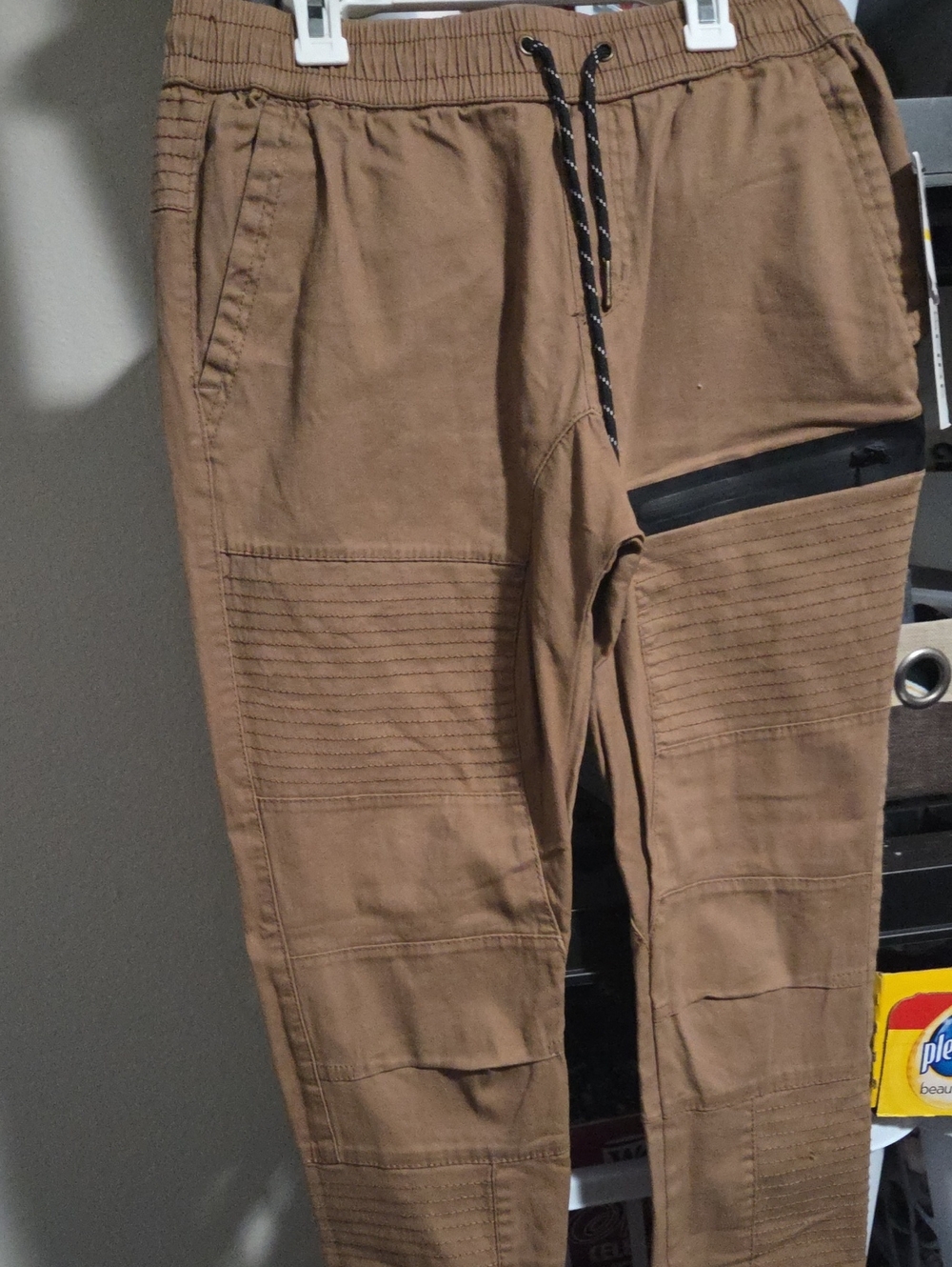Ring of Fire Men's Tan Jogger Pants with Zipper Detail